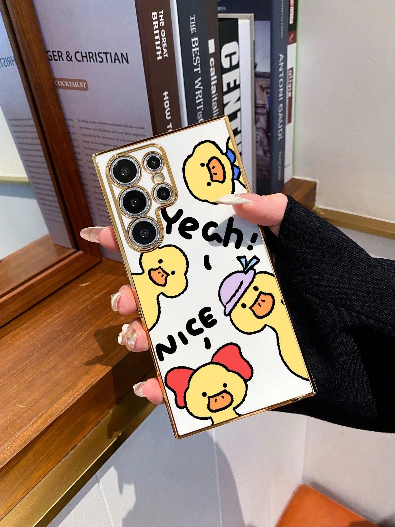 #Android#1pc White Electroplated TPU Cute Cartoon Duck Pattern Phone Case, Full Coverage Dustproof Waterproof Soft Shell Suitable For Versatile Phone Case/Lanyard Phone Case/Funny Phone Case/Android P