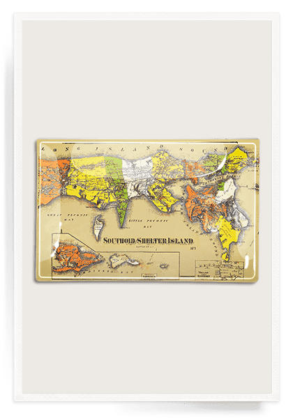 Antique North Fork, Long Island, New York Map Decoupage Glass Tray - Ben's Garden