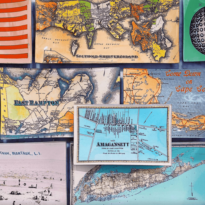 Antique North Fork, Long Island, New York Map Decoupage Glass Tray - Ben's Garden