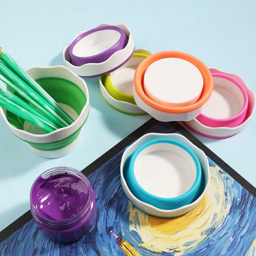 Art Folding Brush Washer Silicone Mini Water Bucket, Professional Painting Brush Washer Cup For Middle School Students And Watercolor/Gouache Painters, Essential For Art Students, Made Of Soft Silicon