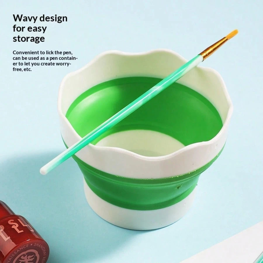 Art Folding Brush Washer Silicone Mini Water Bucket, Professional Painting Brush Washer Cup For Middle School Students And Watercolor/Gouache Painters, Essential For Art Students, Made Of Soft Silicon