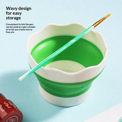 Art Folding Brush Washer Silicone Mini Water Bucket, Professional Painting Brush Washer Cup For Middle School Students And Watercolor/Gouache Painters, Essential For Art Students, Made Of Soft Silicon