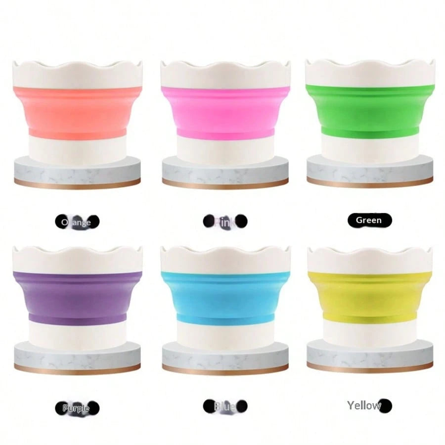 Art Folding Brush Washer Silicone Mini Water Bucket, Professional Painting Brush Washer Cup For Middle School Students And Watercolor/Gouache Painters, Essential For Art Students, Made Of Soft Silicon