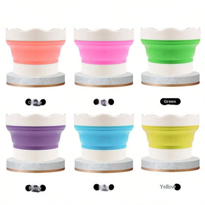 Art Folding Brush Washer Silicone Mini Water Bucket, Professional Painting Brush Washer Cup For Middle School Students And Watercolor/Gouache Painters, Essential For Art Students, Made Of Soft Silicon