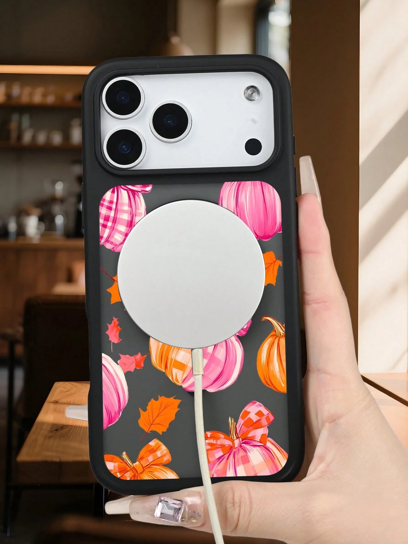 Autumn Pumpkin Plaid Bowknot Leaf Pattern Protective Magnetic Phone Case With Cute Fall Harvest Design Fashion Shockproof Back Cover Slim Fit Compatible With IPhone 17 Pro Max 17Air 17pro 17 17E 16E 1