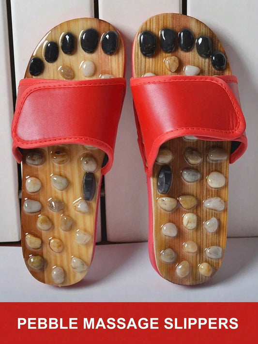 AXH. Men's Acupressure Massage Slippers, Chinese Acupressure Therapy, Medical Rotating Foot Massage Shoes, Unisex (The Small Stones On Each Pair Of Slippers May Vary Slightly)