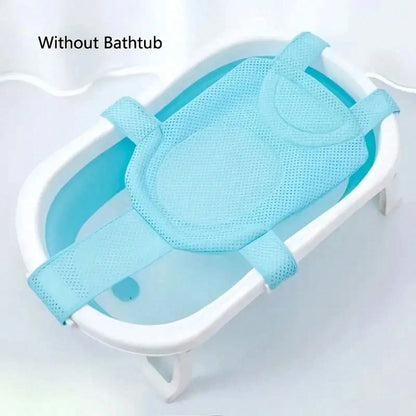 Baby Bathtub Support Seat Cushion, Soft And Anti-Slip Bath Pad With Pillow, Adjustable Polyester Fiber Bathtub Net For Infants 0-3 Years Old