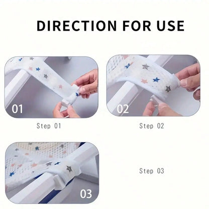 Baby Bathtub Support Seat Cushion, Soft And Anti-Slip Bath Pad With Pillow, Adjustable Polyester Fiber Bathtub Net For Infants 0-3 Years Old