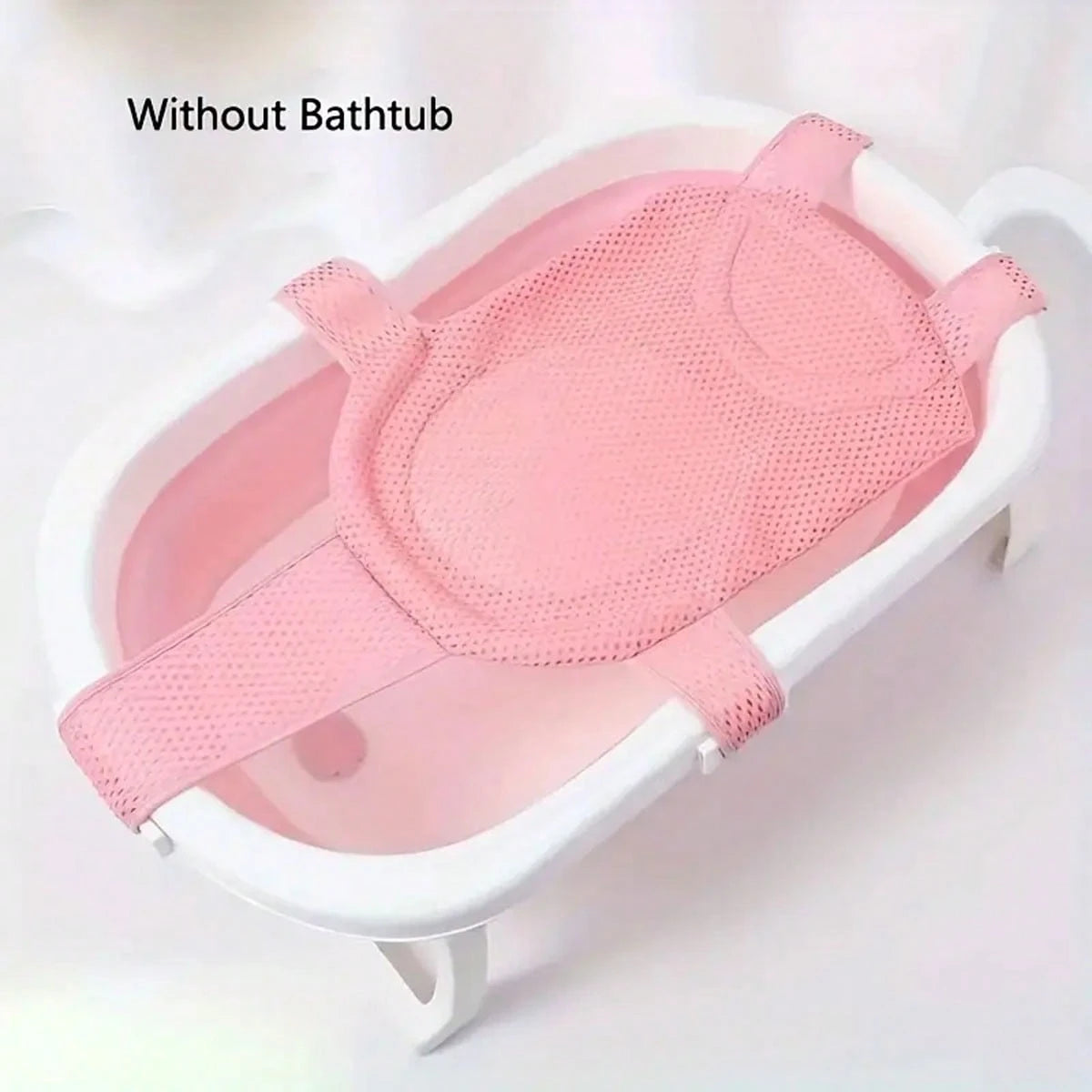 Baby Bathtub Support Seat Cushion, Soft And Anti-Slip Bath Pad With Pillow, Adjustable Polyester Fiber Bathtub Net For Infants 0-3 Years Old