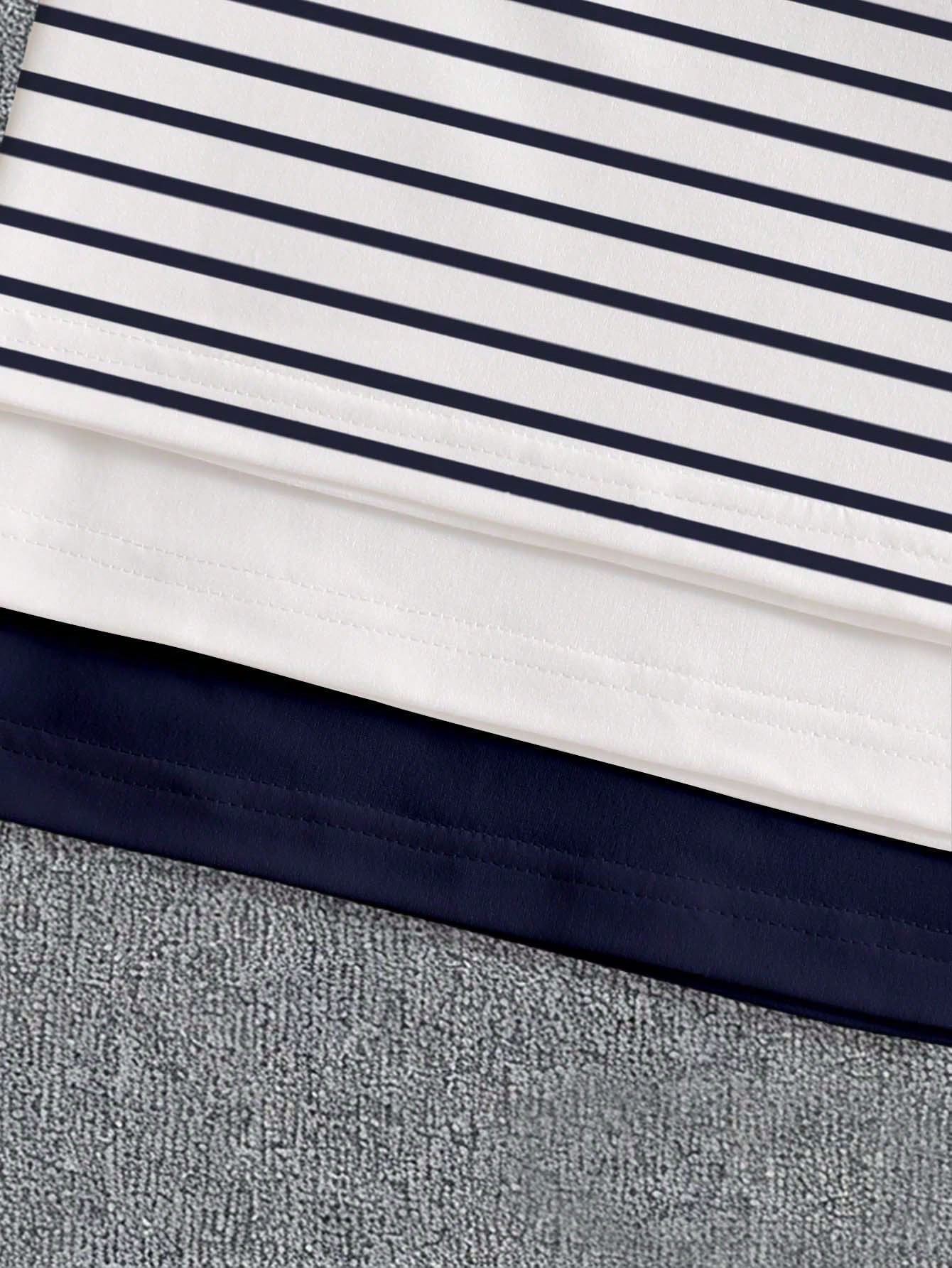 Baby Boy 3-Piece 6M-3T Newborn Unisex Summer White Casual Carrer Day Back-To-School KHorse Icon Solid Navy & Striped Knit Crew Neck T-Shirt Tops