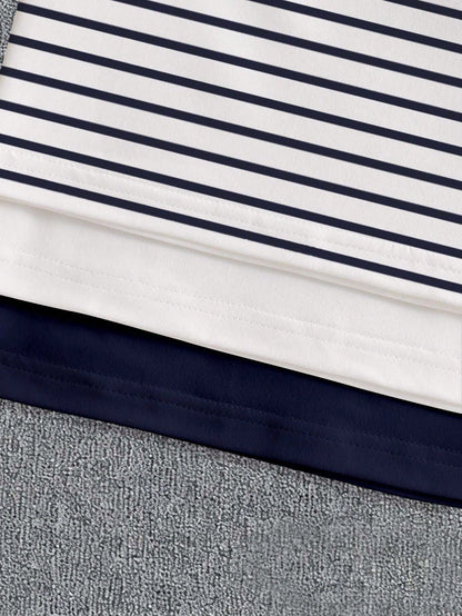 Baby Boy 3-Piece 6M-3T Newborn Unisex Summer White Casual Carrer Day Back-To-School KHorse Icon Solid Navy & Striped Knit Crew Neck T-Shirt Tops
