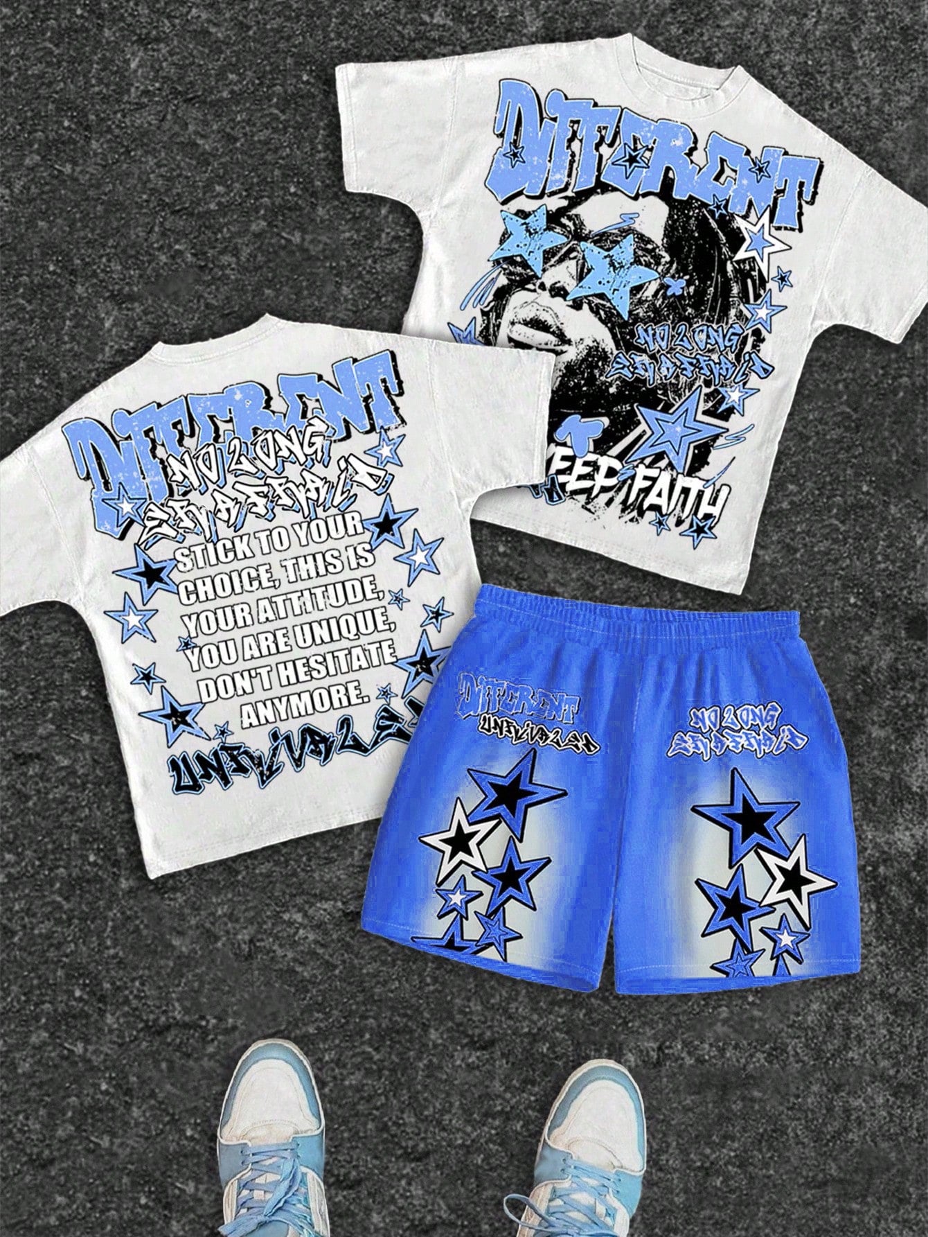 Baby Boy Casual Simple Letter Print Short Sleeve T-Shirt And Shorts Set Suitable For Summer