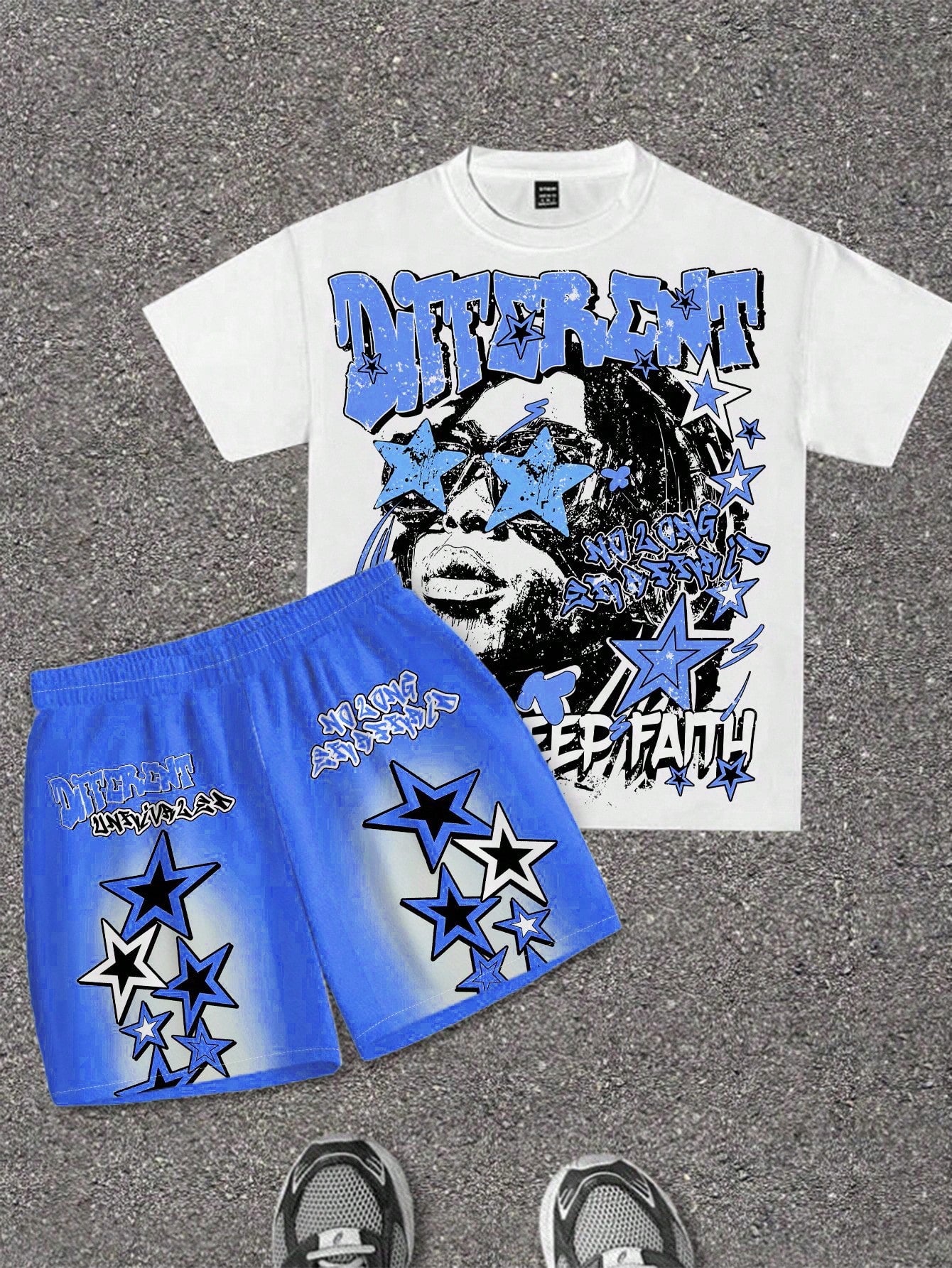 Baby Boy Casual Simple Letter Print Short Sleeve T-Shirt And Shorts Set Suitable For Summer