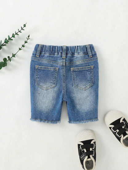 Baby Boy Casual Soft Cute Ripped Frayed Rough Edges Denim Short,For Summer