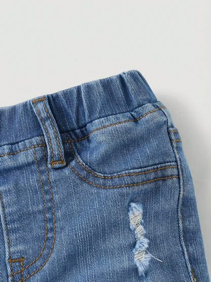 Baby Boy Casual Soft Cute Ripped Frayed Rough Edges Denim Short,For Summer