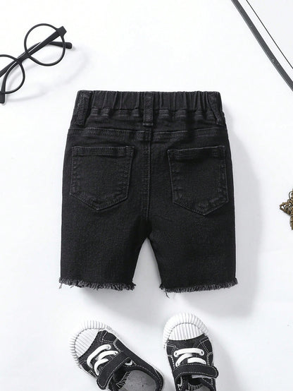 Baby Boy Casual Soft Cute Ripped Frayed Rough Edges Denim Short,For Summer