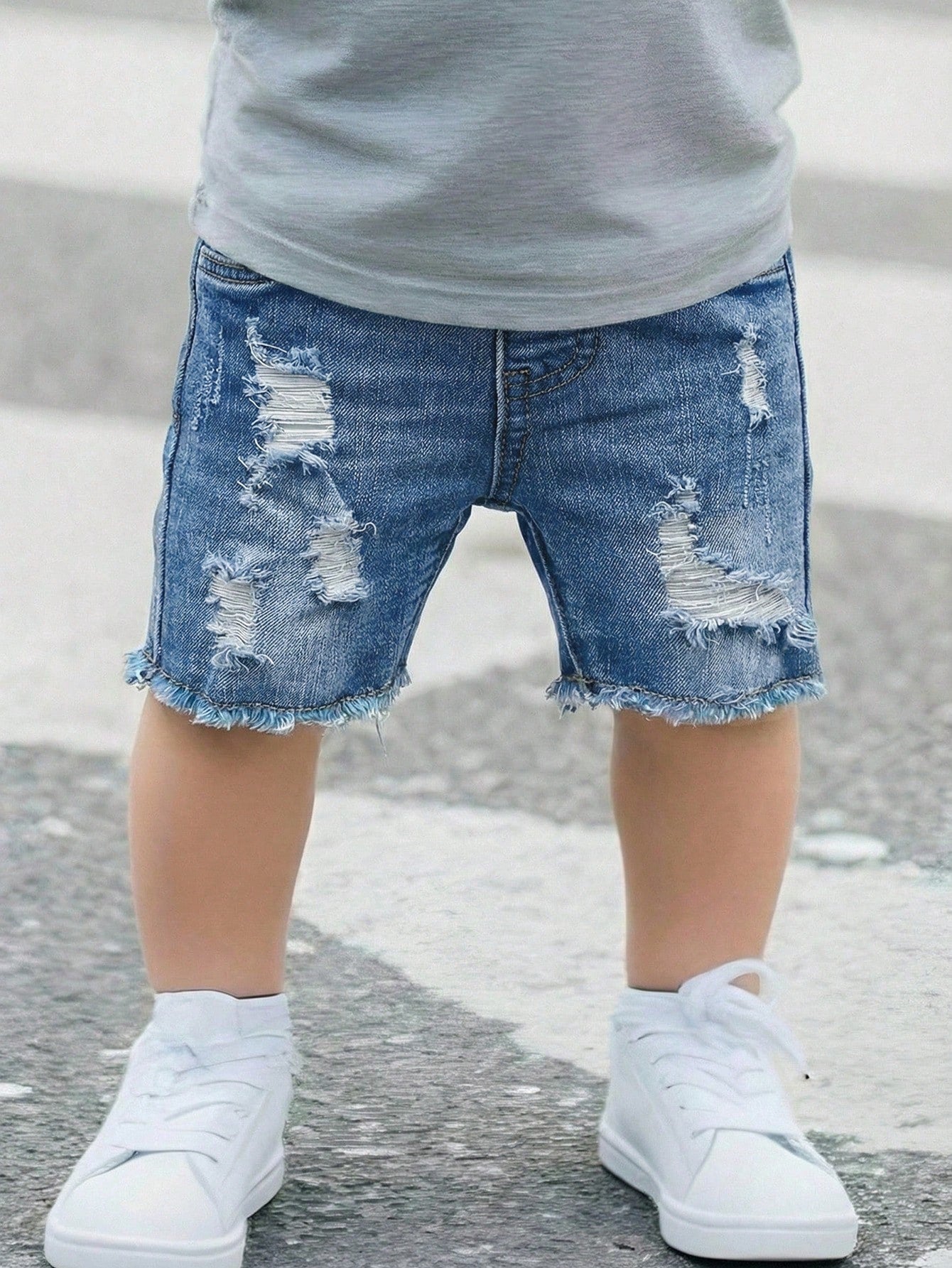 Baby Boy Casual Soft Cute Ripped Frayed Rough Edges Denim Short,For Summer