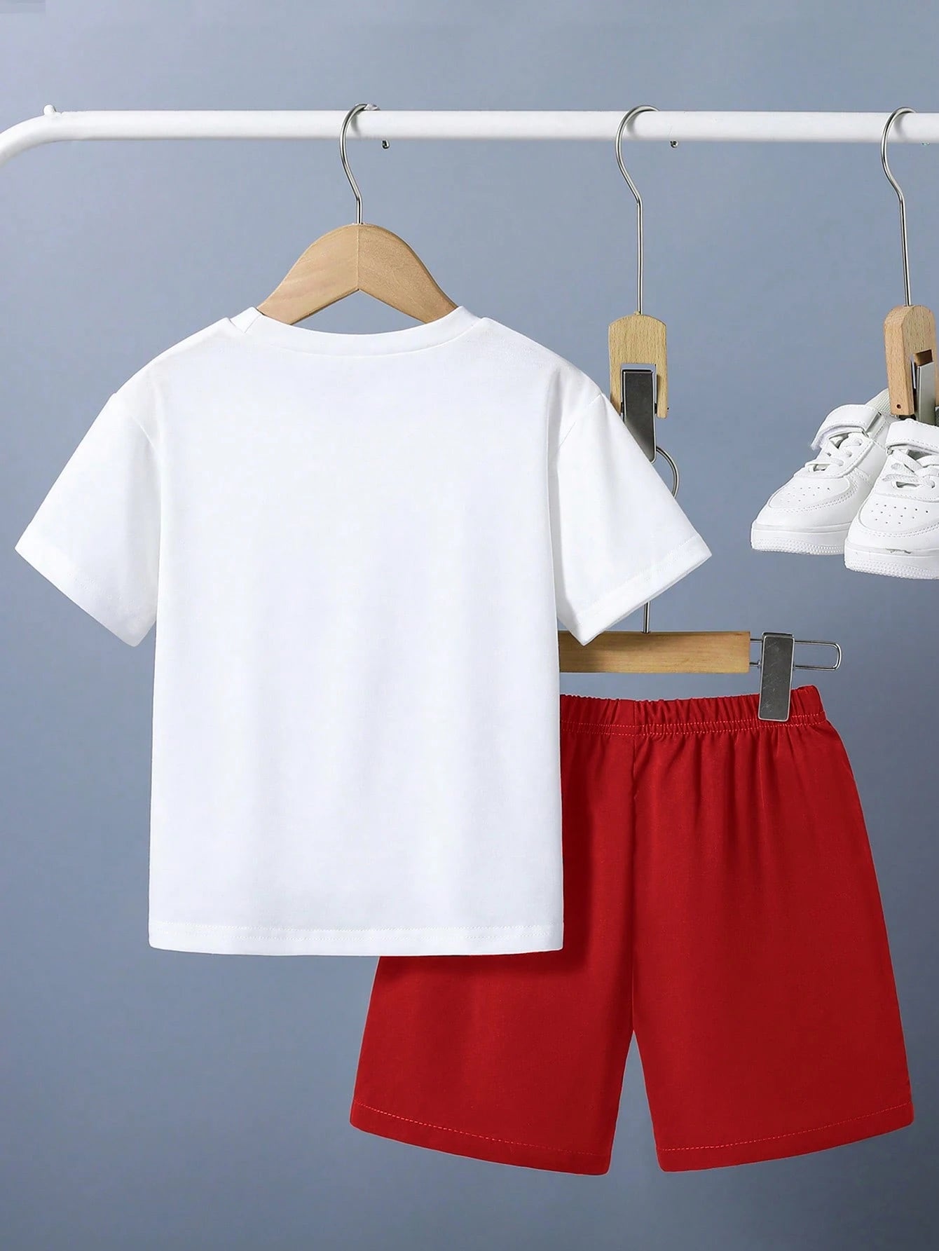 Baby Boy Letter Print Short Sleeve T-Shirt And Bow Tie Casual Shorts Set