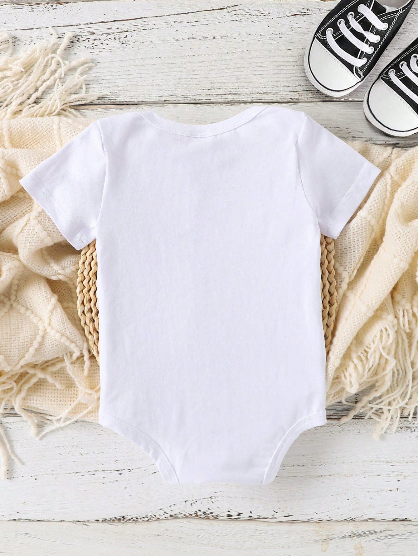Baby Boy Slogan Printed Short Sleeve Bodysuit For Summer