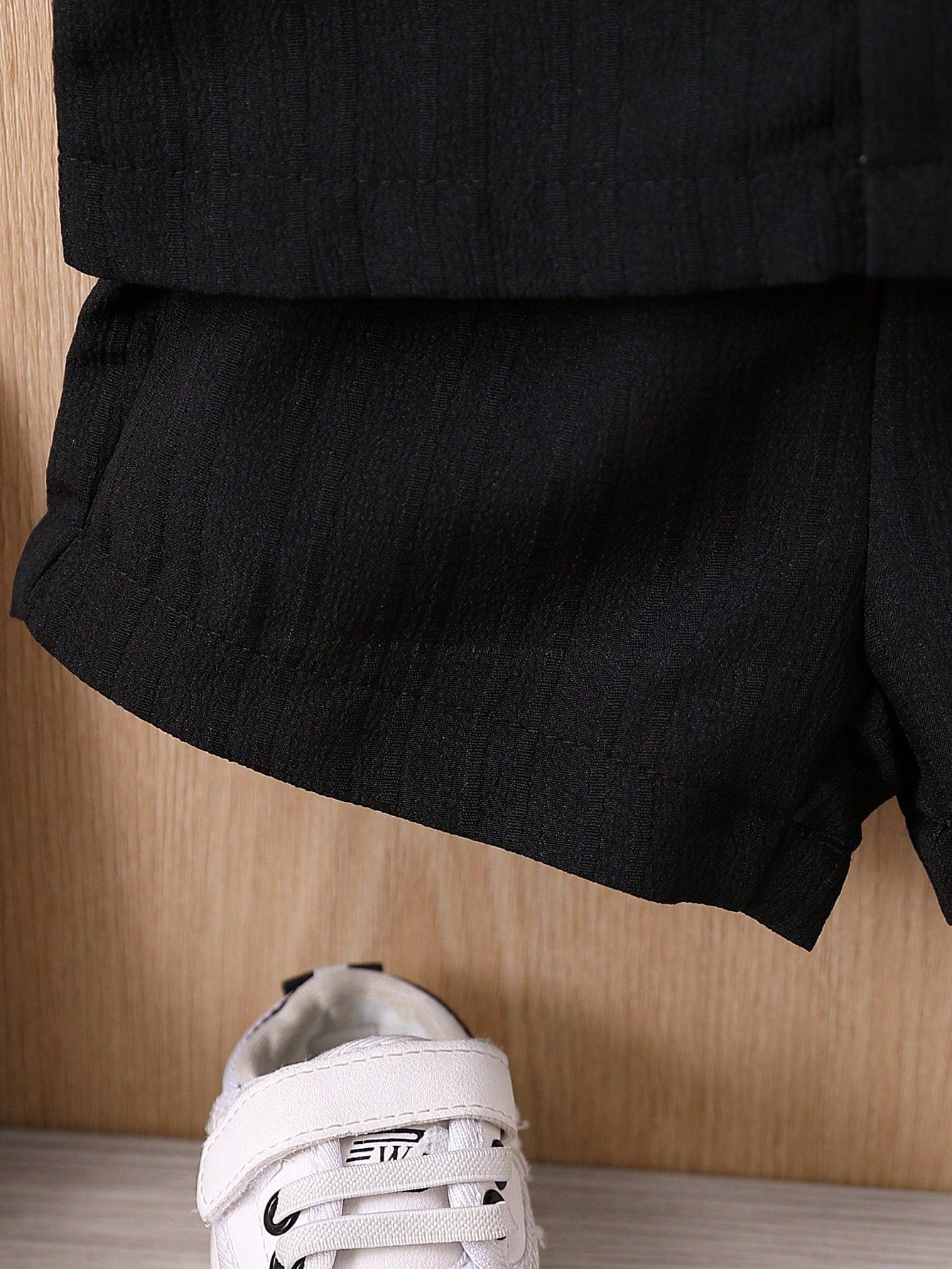Baby Boy Solid Button Front Shirt & Shorts Without Tee