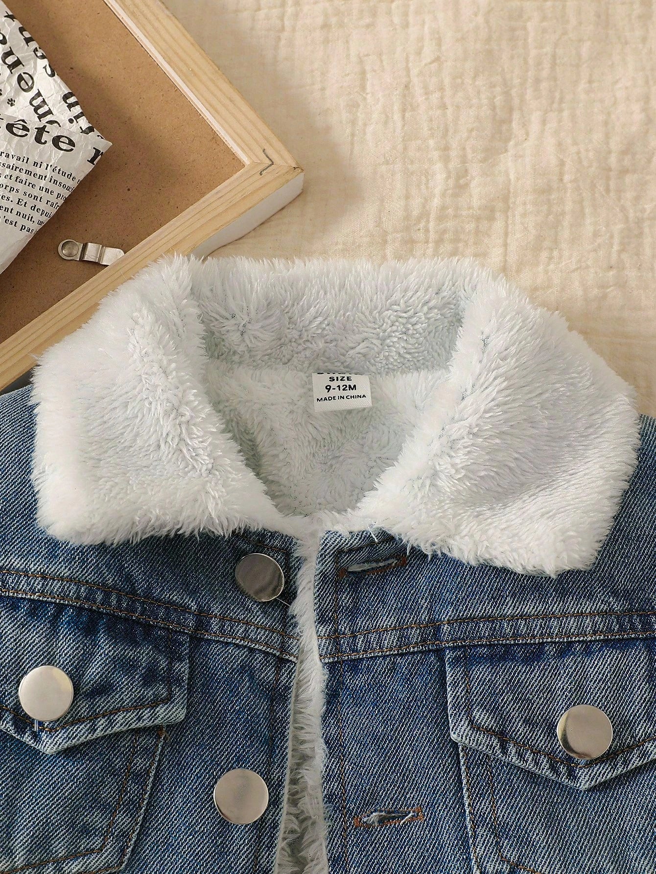Baby Boys' Classic Blue Checkered Winter Denim Jacket Modest Thermal Lined Long Sleeve Cardigan For Date Infant Toddler Vintage Lapel Fleece Coat