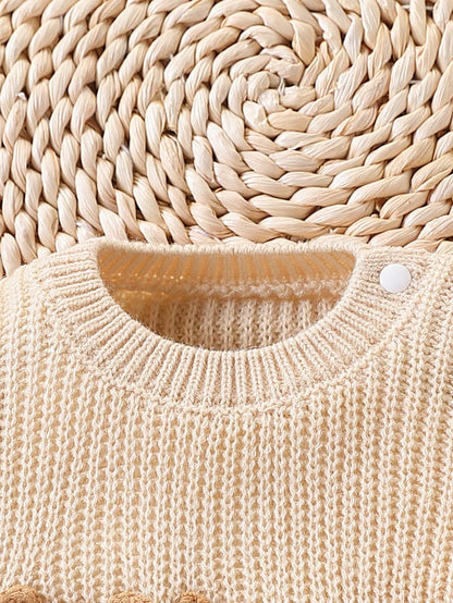 Baby Boys Embroidered Knit Sweater & Pants Suit,Soft Summer Colour Palette,Autumn,Cute,Family Matching,Loose Fit Long Sleeve Christmas Outfit Set
