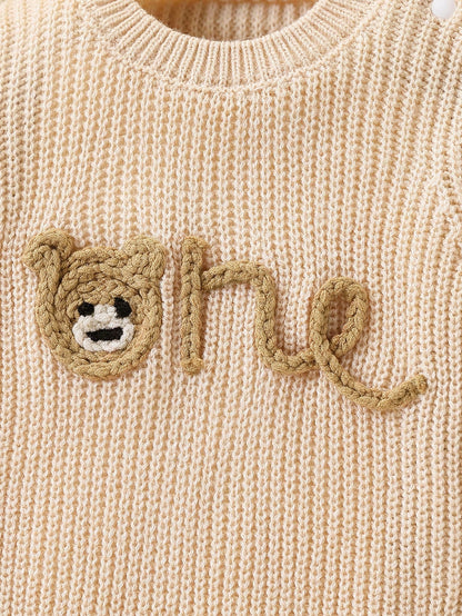 Baby Boys Embroidered Knit Sweater & Pants Suit,Soft Summer Colour Palette,Autumn,Cute,Family Matching,Loose Fit Long Sleeve Christmas Outfit Set