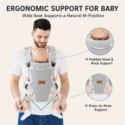Baby Carrier For Infants And Toddlers, 4-In-1 Ergonomic Front And Back Baby Carrier, Breathable Mesh With Padded Shoulder StrapsFoldable Head Support