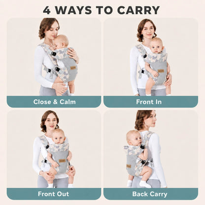 Baby Carrier For Infants And Toddlers, 4-In-1 Ergonomic Front And Back Baby Carrier, Breathable Mesh With Padded Shoulder StrapsFoldable Head Support