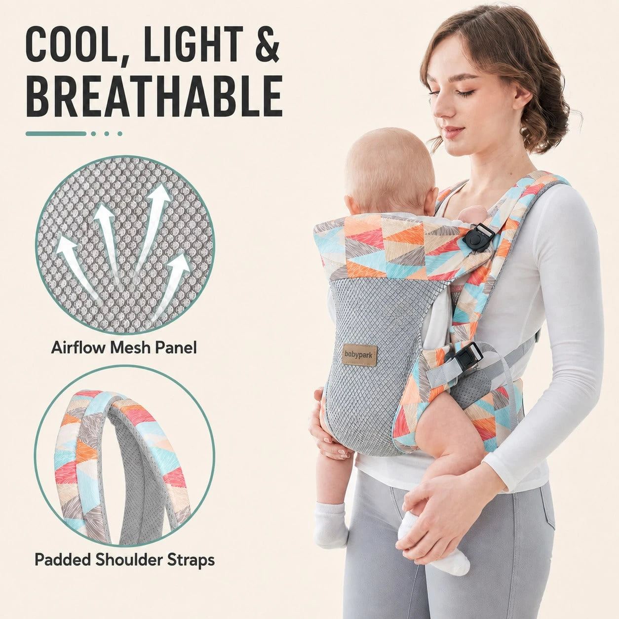 Baby Carrier For Infants And Toddlers, 4-In-1 Ergonomic Front And Back Baby Carrier, Breathable Mesh With Padded Shoulder StrapsFoldable Head Support