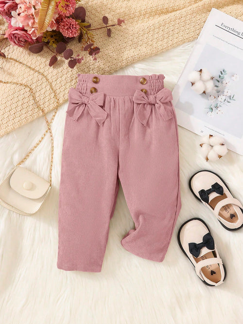 Baby Girl Bow Front Paperbag Waist Autumn Pants