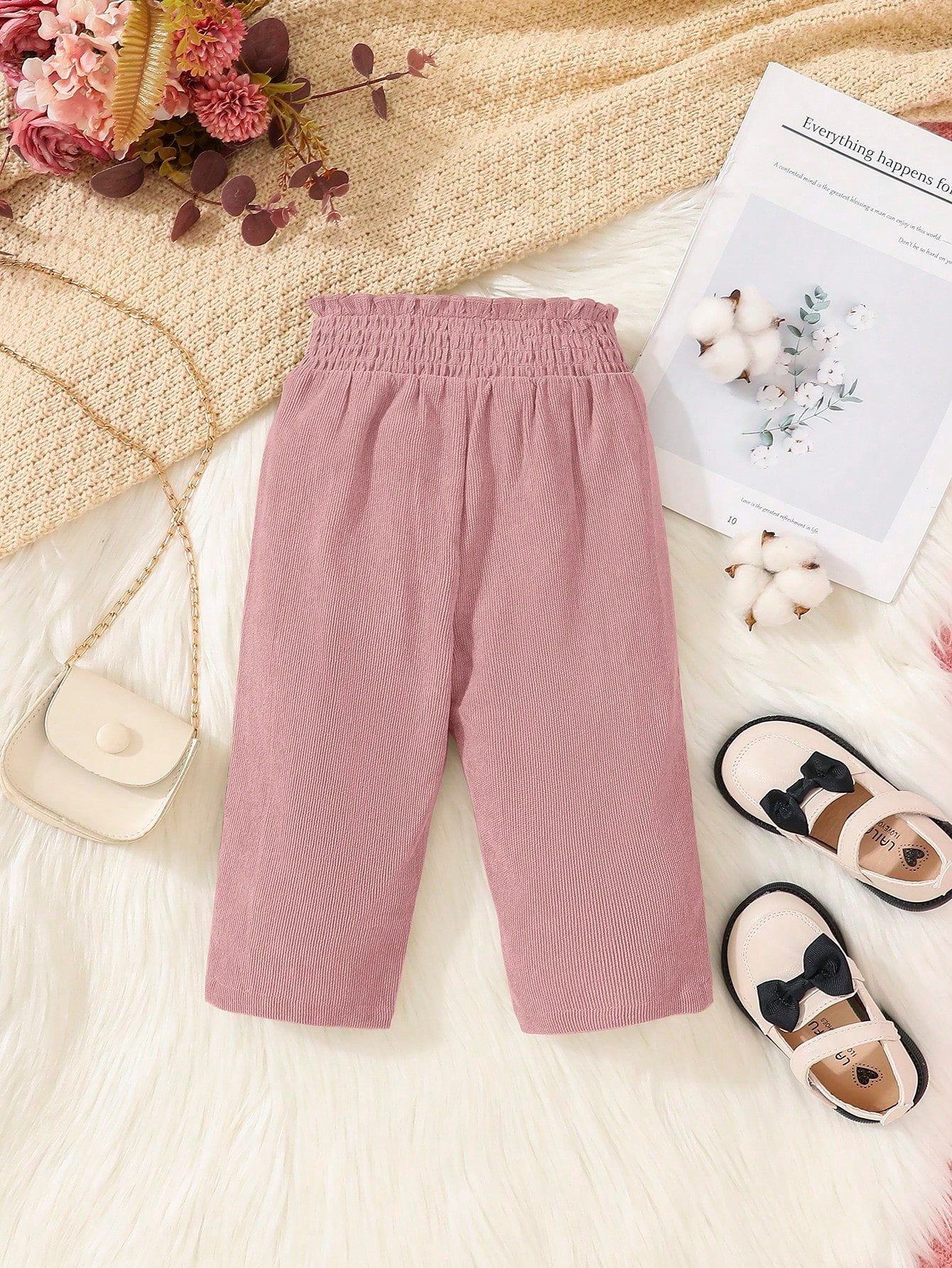 Baby Girl Bow Front Paperbag Waist Autumn Pants