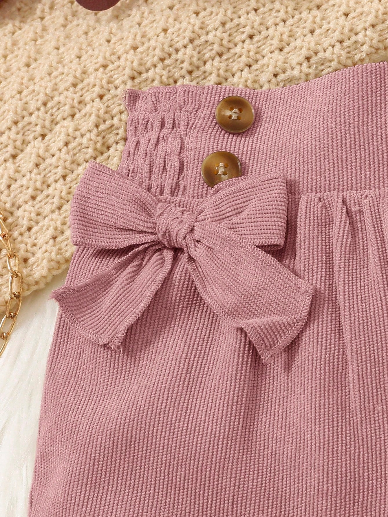 Baby Girl Bow Front Paperbag Waist Autumn Pants