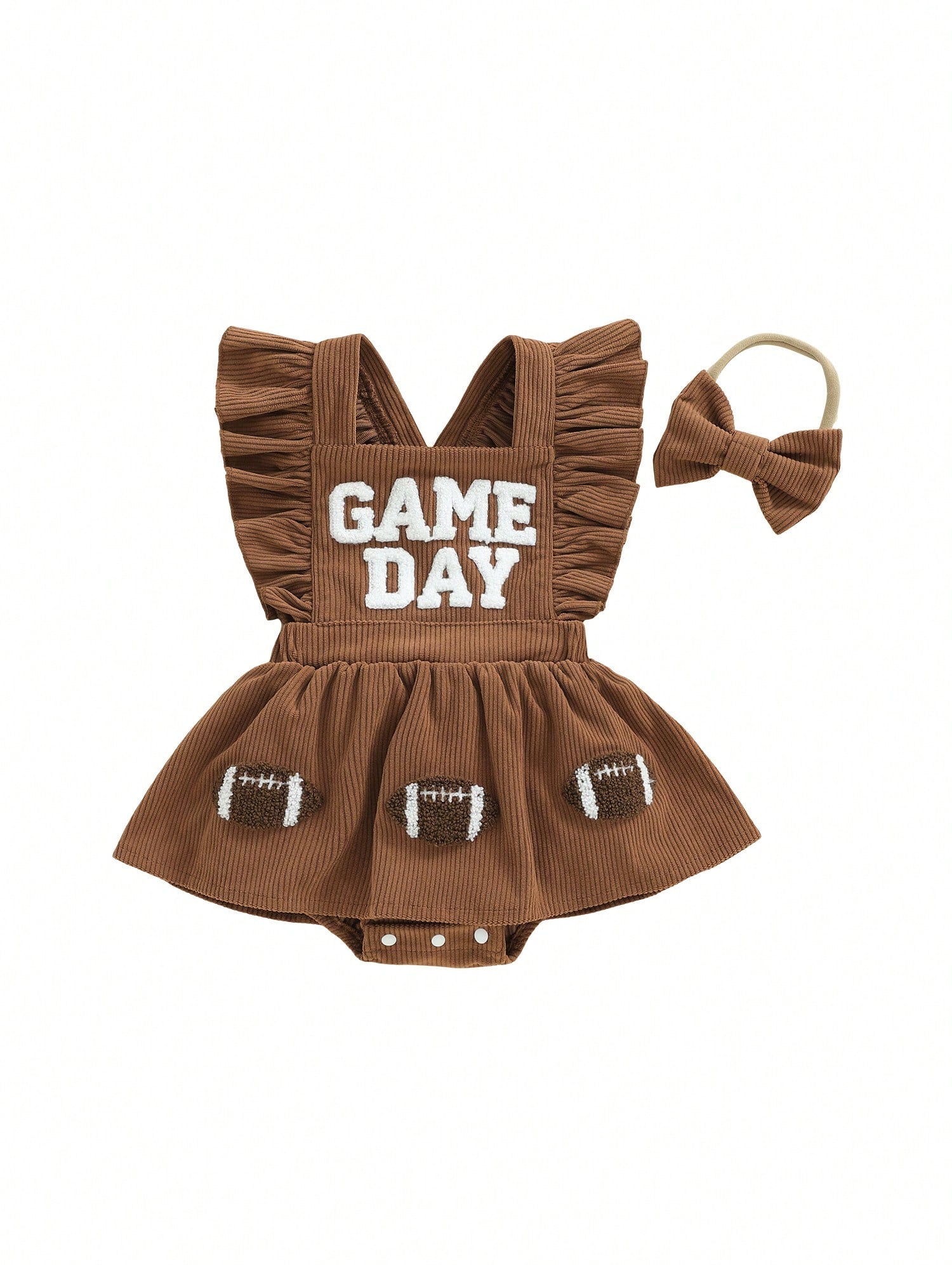 Baby Girl Football Outfits Rugby Game Day Bubble Romper Dress My First Football Season Infant Fall Clothes