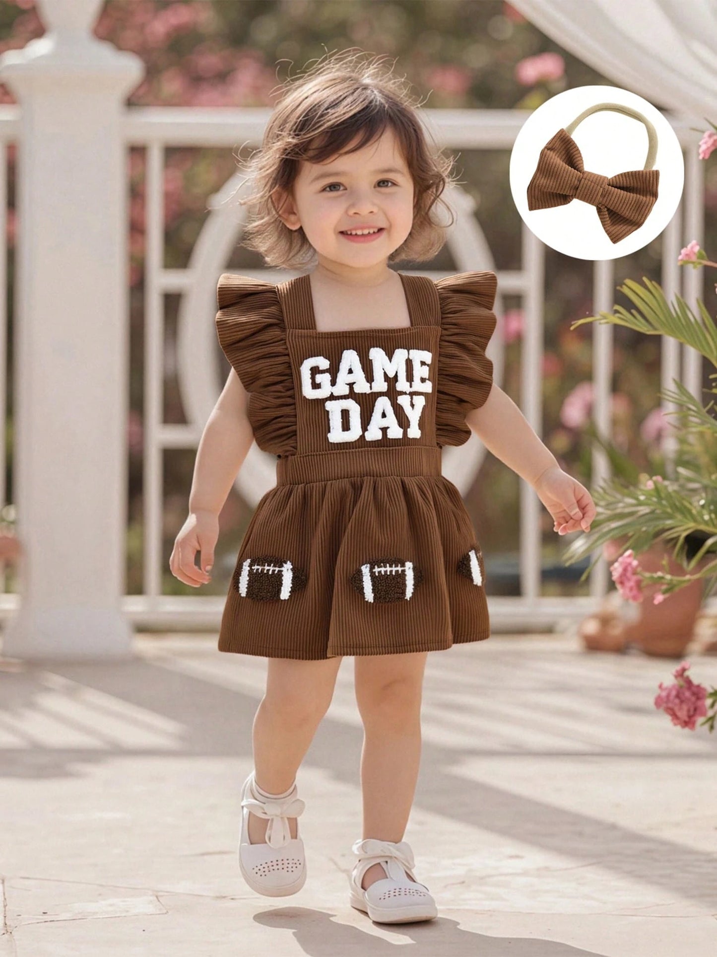 Baby Girl Football Outfits Rugby Game Day Bubble Romper Dress My First Football Season Infant Fall Clothes