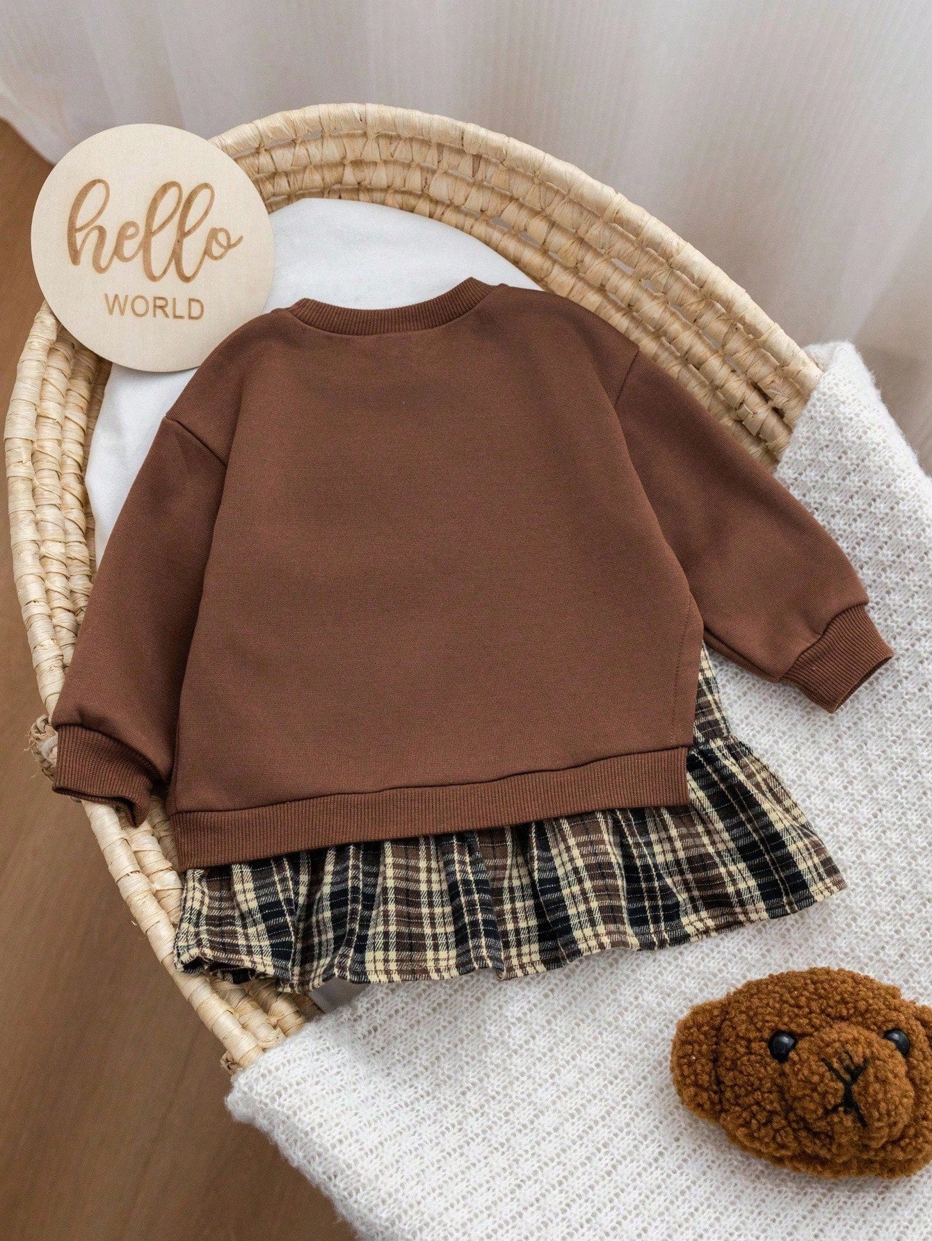 Baby Girl Letter Print Round Neck Long Sleeve Dress Dress