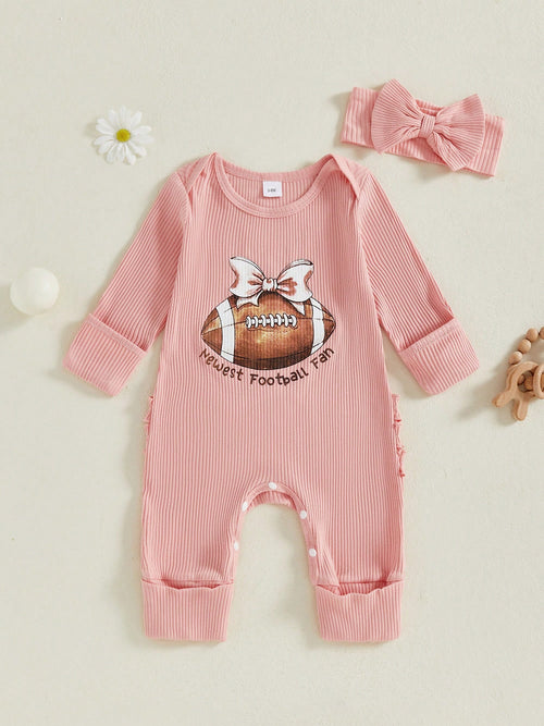 Baby Girl Newborn Clothes Football Golf Outfit Long Sleeve Romper Jumpsuit Infant Fall Winter Outfits Clothes