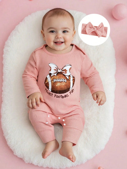 Baby Girl Newborn Clothes Football Golf Outfit Long Sleeve Romper Jumpsuit Infant Fall Winter Outfits Clothes