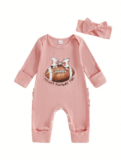 Baby Girl Newborn Clothes Football Golf Outfit Long Sleeve Romper Jumpsuit Infant Fall Winter Outfits Clothes