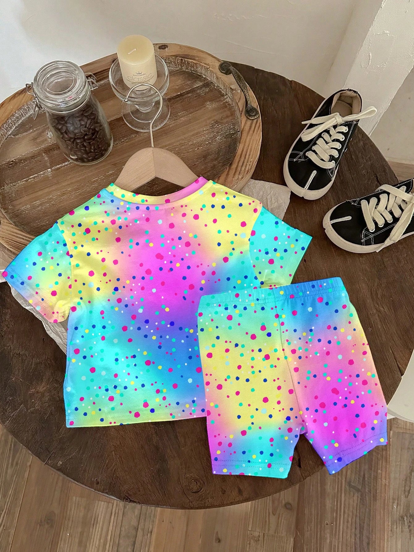 Baby Girl Round Neck Letter Cartoon Print Short Sleeve T-Shirt And Shorts Casual Daily Set