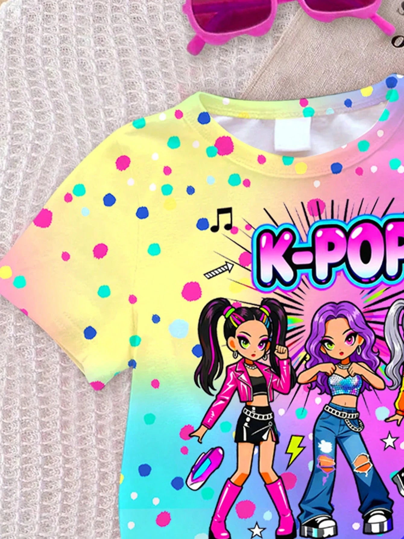 Baby Girl Round Neck Letter Cartoon Print Short Sleeve T-Shirt And Shorts Casual Daily Set