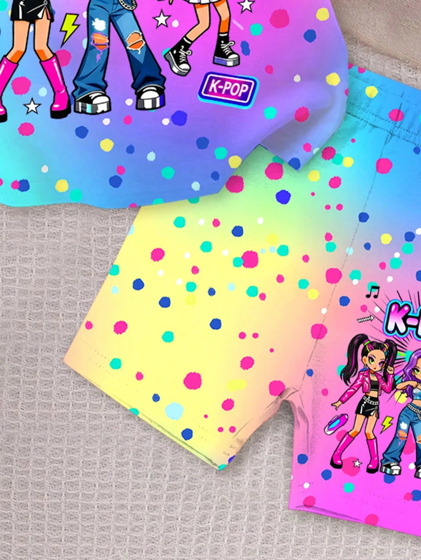 Baby Girl Round Neck Letter Cartoon Print Short Sleeve T-Shirt And Shorts Casual Daily Set