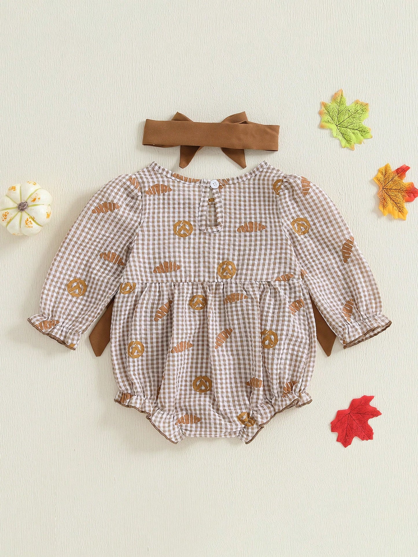 Baby Girl Thanksgiving Outfit My Rolls Are Homemade Bread Smocked Bubble Romper Fall Plaid Bodysuit Headband