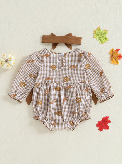 Baby Girl Thanksgiving Outfit My Rolls Are Homemade Bread Smocked Bubble Romper Fall Plaid Bodysuit Headband