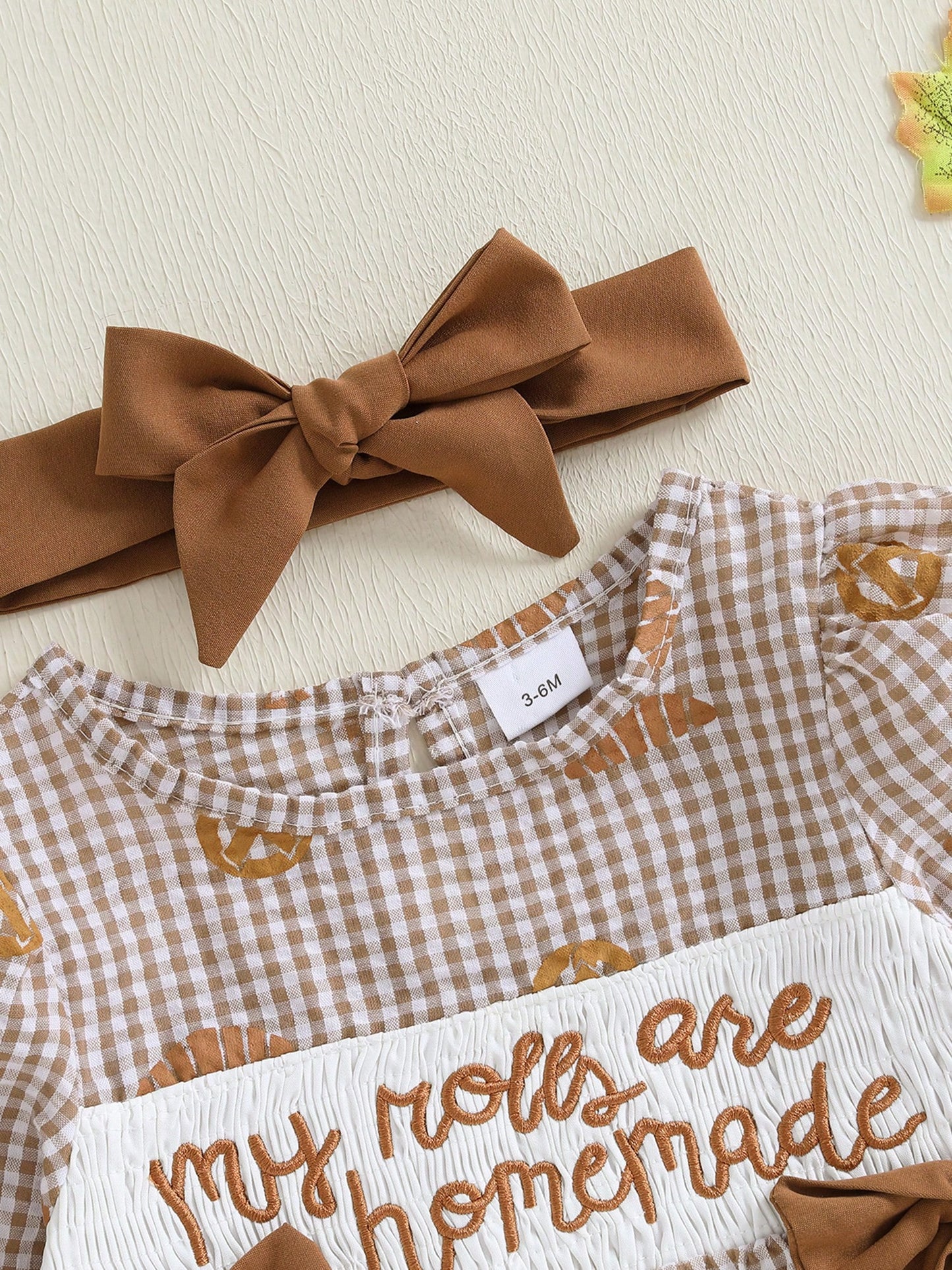 Baby Girl Thanksgiving Outfit My Rolls Are Homemade Bread Smocked Bubble Romper Fall Plaid Bodysuit Headband