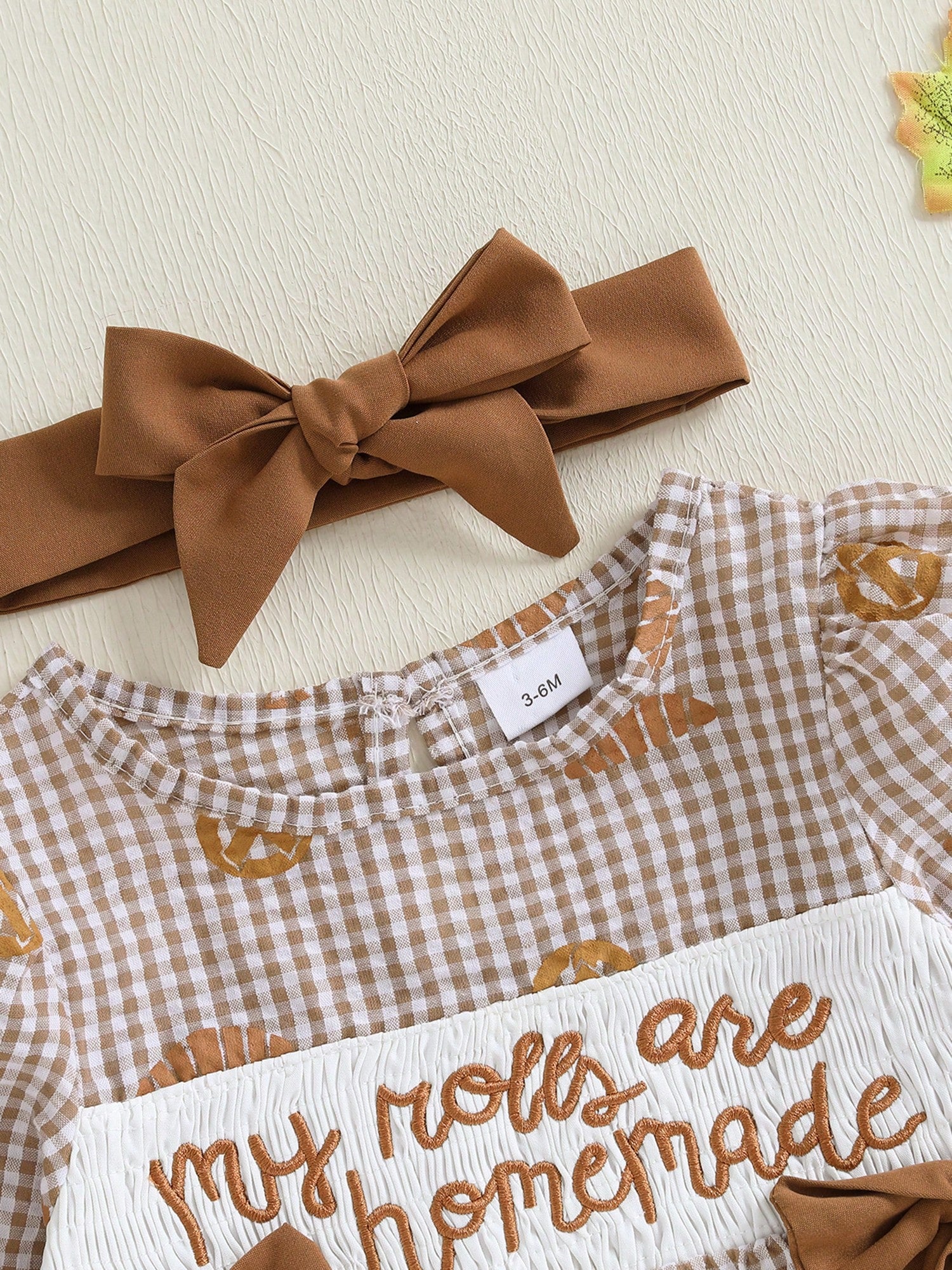 Baby Girl Thanksgiving Outfit My Rolls Are Homemade Bread Smocked Bubble Romper Fall Plaid Bodysuit Headband