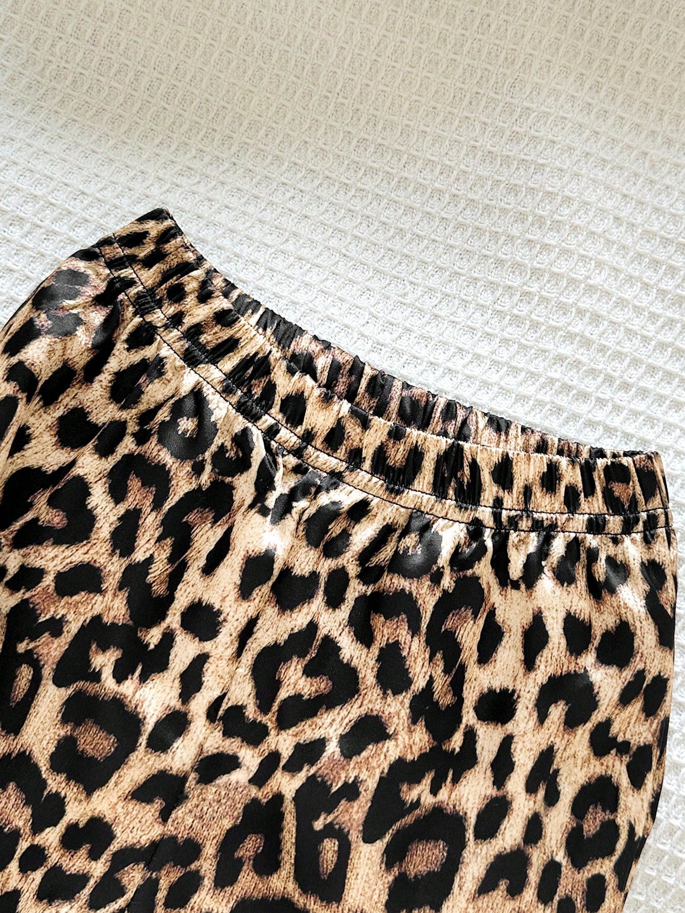 Baby Girls' Cute Leopard Print Lapel Long Sleeve Pajama Set