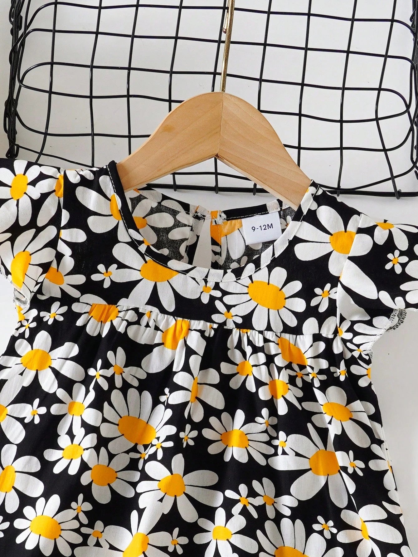 Baby Girls' Floral Print Dress, Infant Short Sleeve Cute Princess Dress