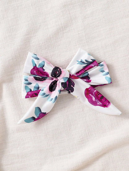 Baby Girls' Printed Simple Daily Headband Sleepwear Romper