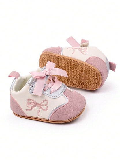 Baby Girls Shoes, Soft Sole Embroidery Bow Sneakers Non-Slip Toddler Shoes For Casual Daily